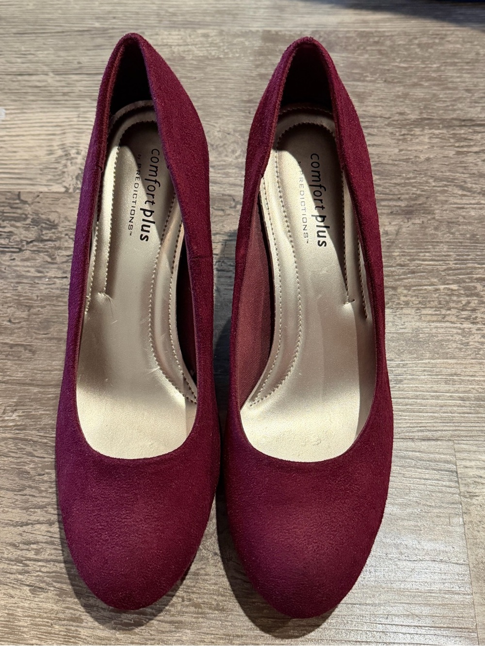comfort plus by Predictions Wine Suede Round-Toe Heels